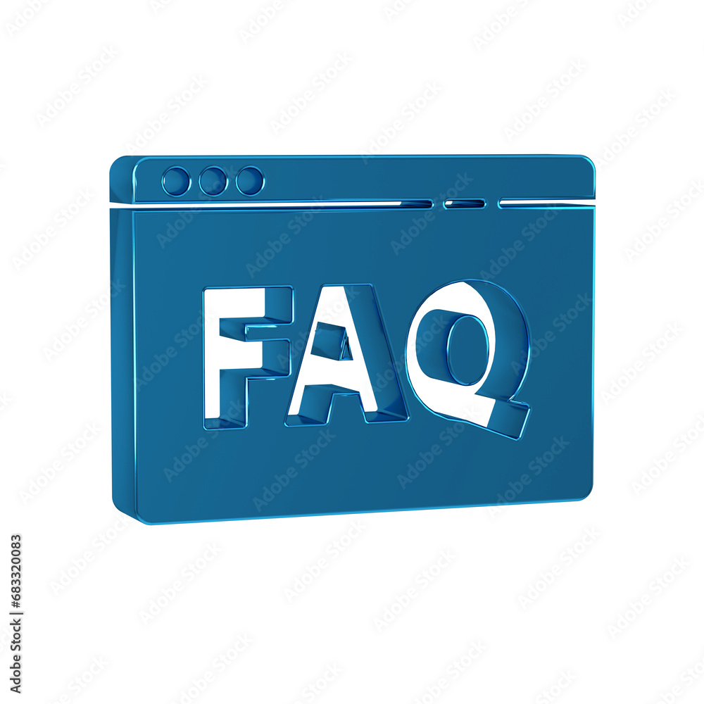Aufkleber blue browser faq icon isolated on transparent background. internet communication protocol.