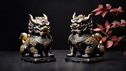 A pair of chinese Feng Shui Pixiu Statues