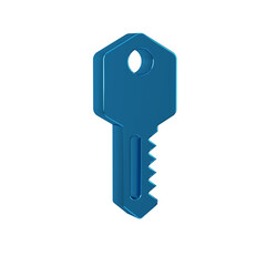 Blue House key icon isolated on transparent background.