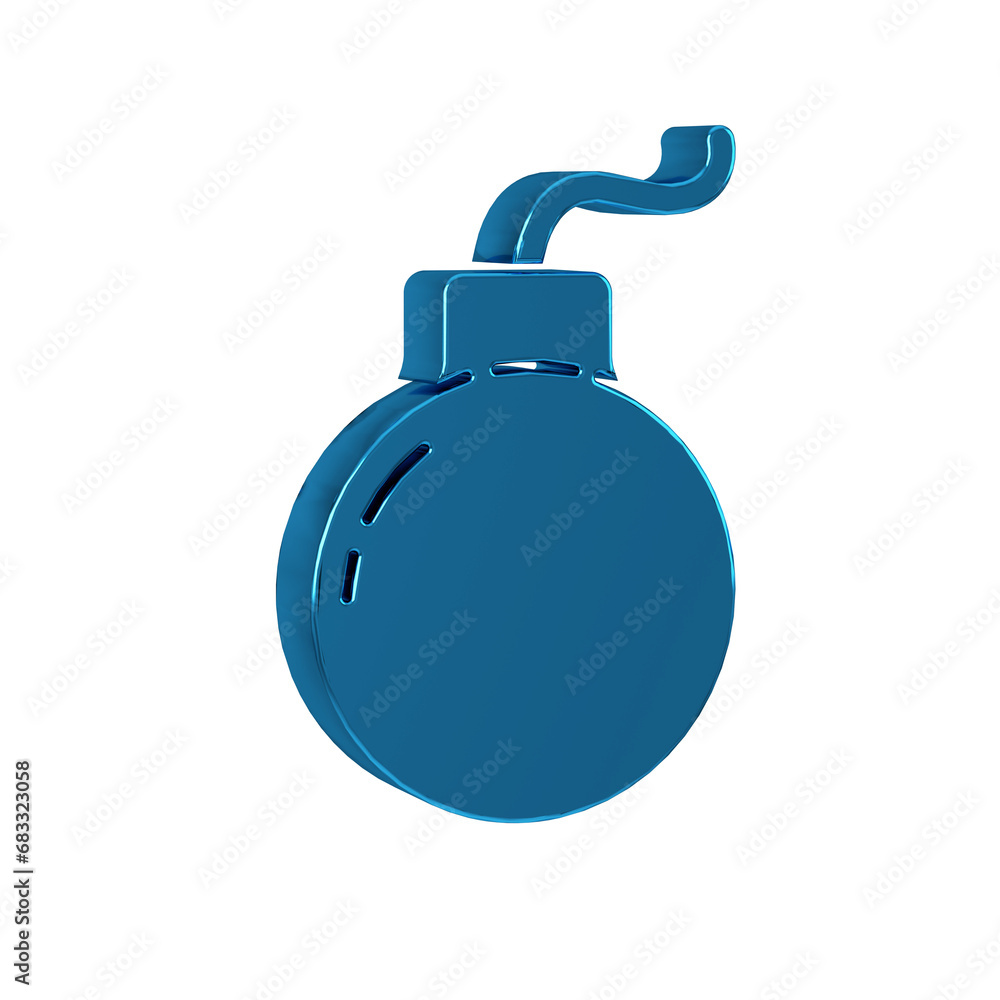 Poster blue bomb ready to explode icon isolated on transparent background.