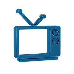 Blue Retro tv icon isolated on transparent background. Television sign.