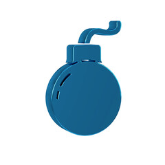 Blue Bomb ready to explode icon isolated on transparent background.