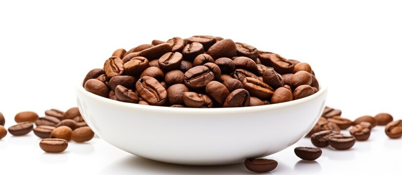 Coffee beans texture on white background with space for text macro