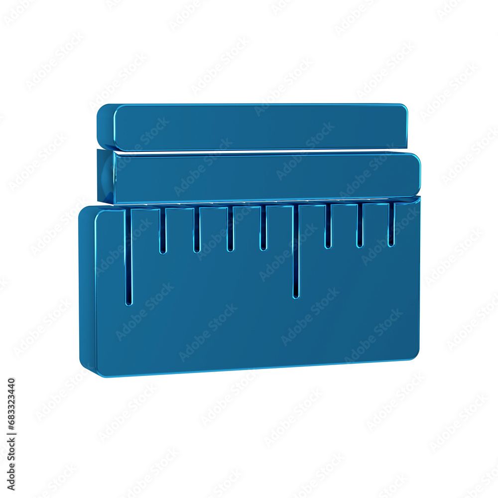 Poster blue tape measure icon isolated on transparent background. measuring tape.