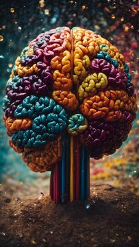 A colorful brain is looking very amazing and wonderful ai generated