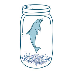 jar with fish and algae vector icon.