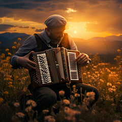 Man playing the accordion.