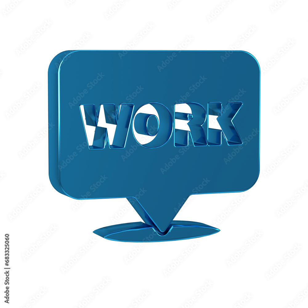 Poster blue location with text work icon isolated on transparent background.