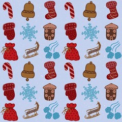 gift cookies with powdered sugar, cookies with glaze, mitten, sock, snowflake, house, gift bag, sleigh, snowballs, Christmas and New Year's sweets