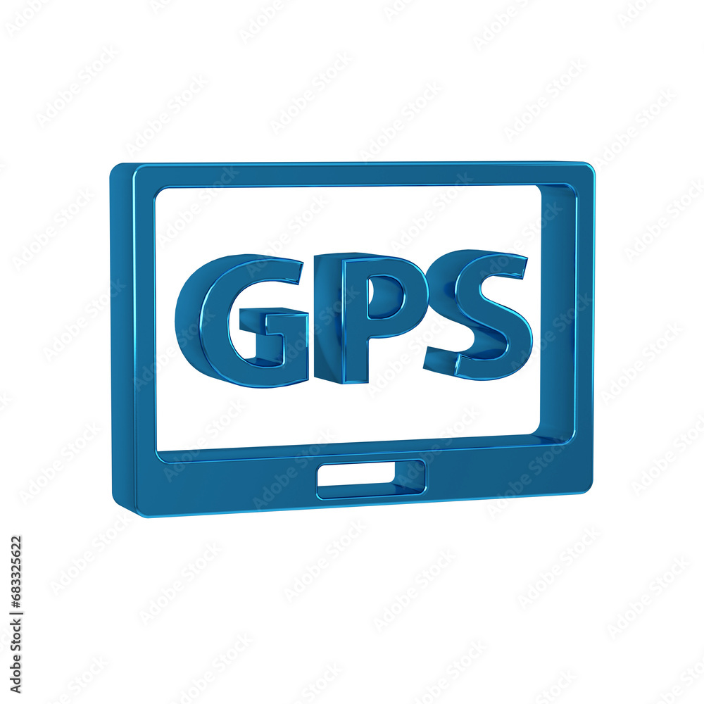 Poster blue gps device with map icon isolated on transparent background.