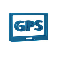Blue Gps device with map icon isolated on transparent background.