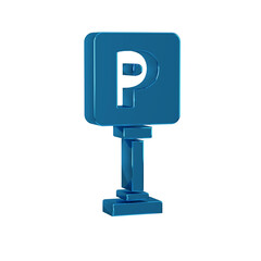 Blue Parking icon isolated on transparent background. Street road sign.