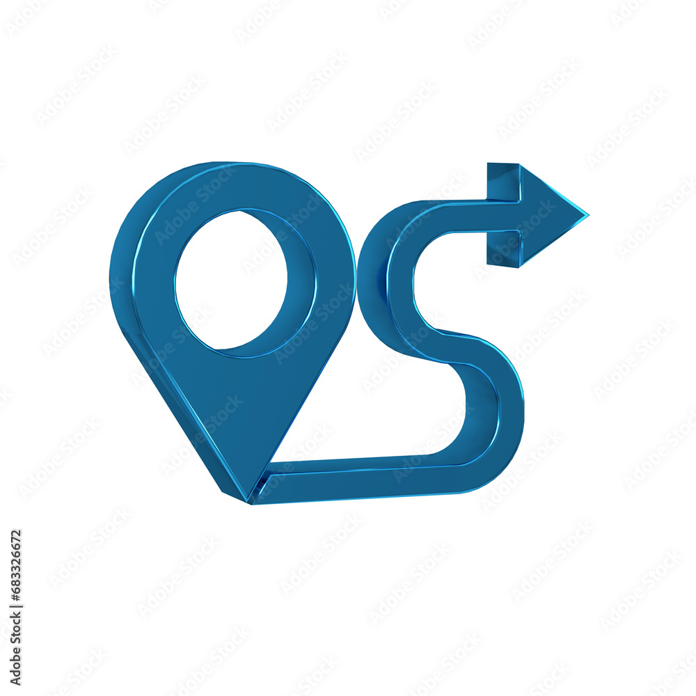 Poster blue route location icon isolated on transparent background. map pointer sign. concept of path or ro