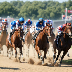 group of horses with riders