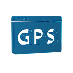 Blue Gps device with map icon isolated on transparent background.