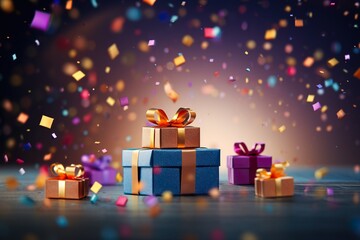 New Year and Christmas colorful gift box