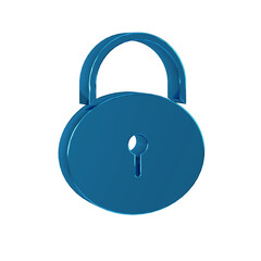 Blue Lock icon isolated on transparent background. Padlock sign. Security, safety, protection, privacy concept.