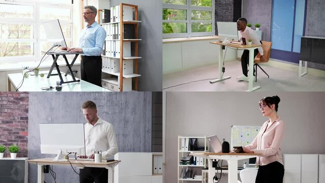 Adjustable Height Desk Stand In Office