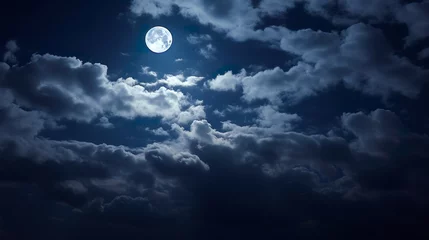 Foto op Plexiglas 美しい満月と雲 © Hanasaki