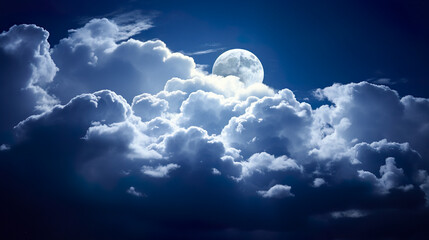 Naklejka na ściany i meble 美しい満月と雲