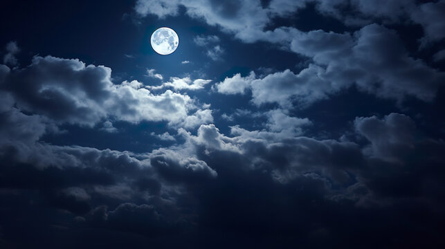 美しい満月と雲