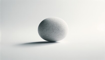 A simple and elegant white sphere casts a soft shadow on a white surface, exemplifying minimalism