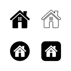 home icon for apps and websites, House icon, Home sign in circle or Main page icon in filled, thin line, outline and stroke style