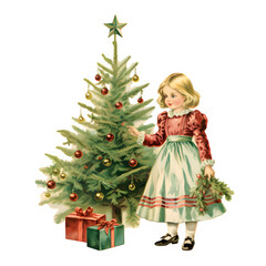 child with christmas tree