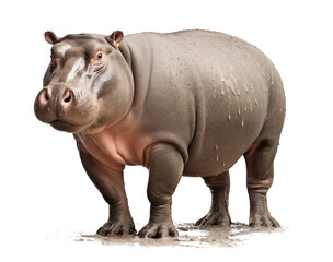 hippo dirty with mud, isolated