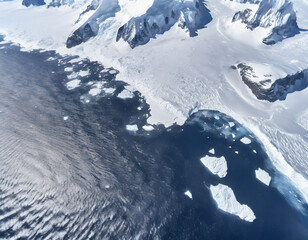 Icebergs floating in the ocean. Aerial view of the glacier © Robert Kiyosaki
