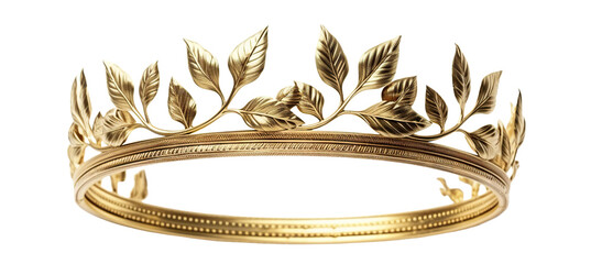 Golden olive crown (laurel wreath), cut out - obrazy, fototapety, plakaty