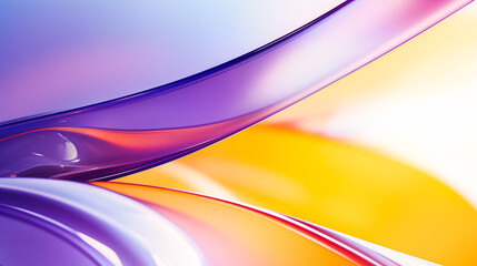 Fototapeta premium An abstract background of curved smooth flowing lines and colors, predominantly purple and orange. Glossy and reflective appearance. 