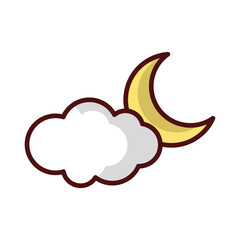 Partly Cloudy Night icon isolate white background vector stock illustration