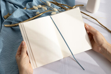 Open journal mockup in hands