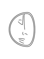  Abstract woman face portrait in the cubist style. Female profile line drawing vector Illustration.
