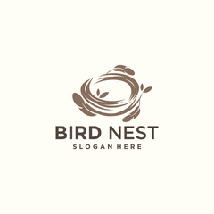 vector natural birds nest logo natural root and leaf birds nest logo