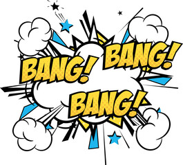 Obraz premium Bang Text Comic Speech Bubble Explosion