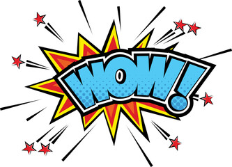 Wow Text Comic Speech Bubble Explosion
