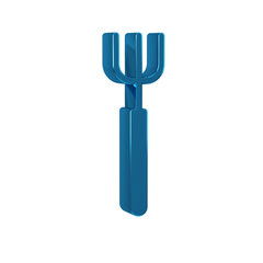 Fototapeta premium Blue Garden pitchfork icon isolated on transparent background. Garden fork sign. Tool for horticulture, agriculture, farming.