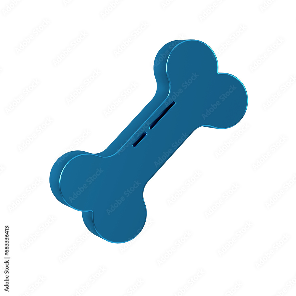 Sticker Blue Dog bone icon isolated on transparent background. Pets food symbol.