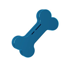 Blue Dog bone icon isolated on transparent background. Pets food symbol.