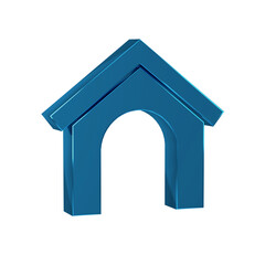 Blue Dog house icon isolated on transparent background. Dog kennel.