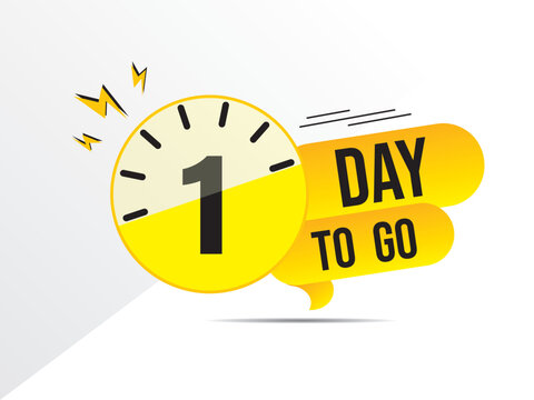 1 day to go. 01 days to go last countdown icon. one day go sale price offer promo deal timer, 1 day only Vector stock illustration.
