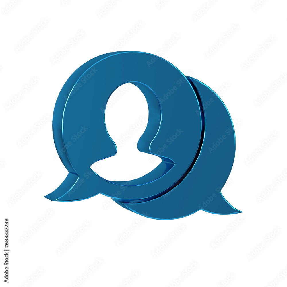 Poster blue speech bubble chat icon isolated on transparent background. message icon. communication or comm
