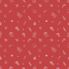 Seamless christmas pattern. New year background. Doodle illustration with christmas icons