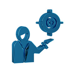 Blue Marketing target strategy concept icon isolated on transparent background. Aim with people sign.