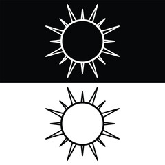 Sun icon Vector, Black and White Version Design Template