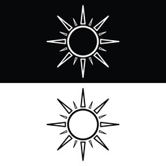 Sun icon Vector, Black and White Version Design Template