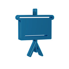 Blue Chalkboard icon isolated on transparent background. School Blackboard sign.