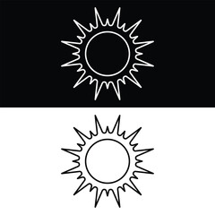 Sun icon Vector, Black and White Version Design Template